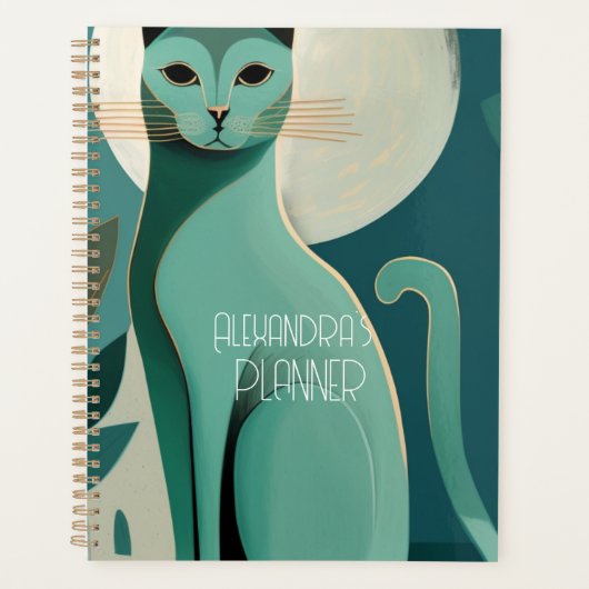 Retro Cat Lover's Planner met  naam (Voorkant)