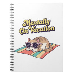 Retro Cat Mental Vacation Lined Notebook Notitieboek