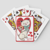 Retro Cat met Flowers XOXO Valentijnsdag Pokerkaarten (Achterkant)