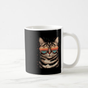 Retro Cat met Zonnebril Heart Love Schattigee Cat Koffiemok