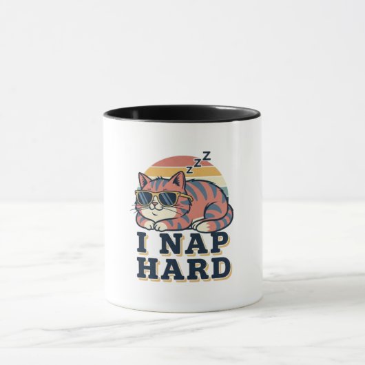 Retro Cat Nap Humor Color Inside Mug Mok (Midden)