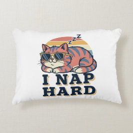 Retro Cat Nap Humor Rectangular Pillow Accent Kussen