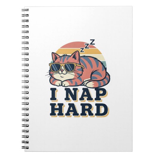 Retro Cat Nap Quote Lined Notebook Notitieboek (Voorkant)