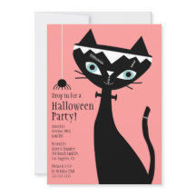 Retro Cat of Frankenstein Halloween Party Invite
