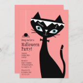 Retro Cat of Frankenstein Halloween Party Invite Kaart (Voorkant / Achterkant)