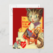  Retro Cat ontvoerde Valentijn Kaart (Voorkant / Achterkant)