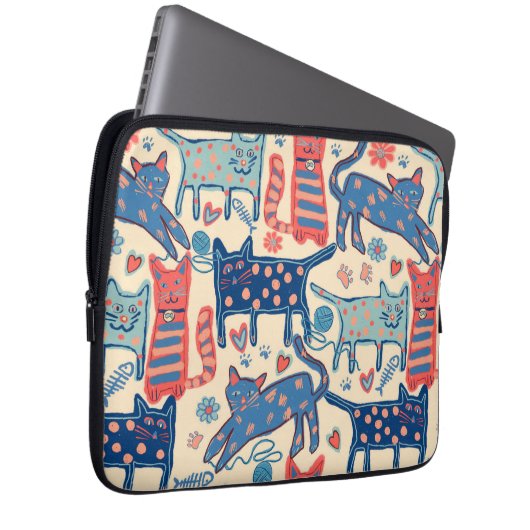 Retro CAT-ontwerp Laptop Sleeve (Voorkant Rechts)