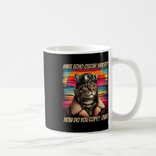 Retro Cat Pilot Mike Echo Oscar Whisky M.e.o.w Koffiemok