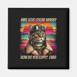 Retro Cat Pilot Mike Echo Oscar Whisky M.e.o.w Magneet