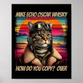 Retro Cat Pilot Mike Echo Oscar Whisky M.e.o.w Poster (Voorkant)