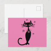 RETRO CAT PINK BRIEFKAART (Voorkant / Achterkant)