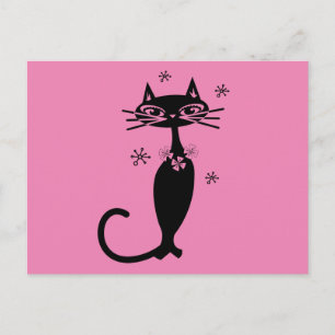 RETRO CAT PINK BRIEFKAART