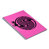 Retro Cat - Pink Psychedelic Swirl Notitieboek (Rechterzijde)
