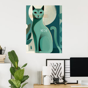 Retro Cat Print Poster voor kattenbroodjes