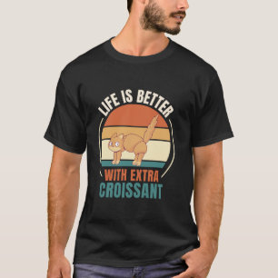Retro Cat Retro leven is beter met extra Croissan T-shirt