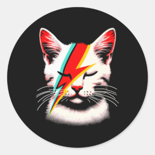 Retro Cat Rock Muziek Concertband Mannen Kinder Vr Ronde Sticker