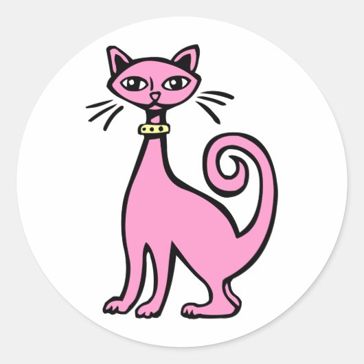 Retro Cat Ronde Sticker (Voorkant)