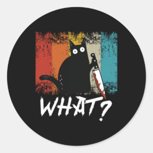 Retro Cat Shirt voor Vrouwen Mannen Jongens Meisje Ronde Sticker