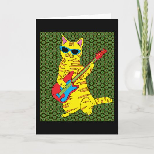 Retro Cat-speelgitaar Kaart (Voorkant)