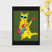 Retro Cat-speelgitaar Kaart (Gele Bloem)