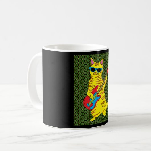 Retro Cat-speelgitaar Koffiemok (Voorkant links)