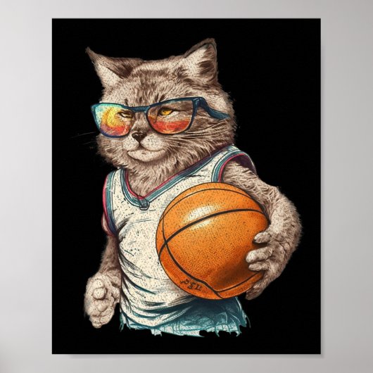  Retro Cat spelen Sketll Poster (Voorkant)