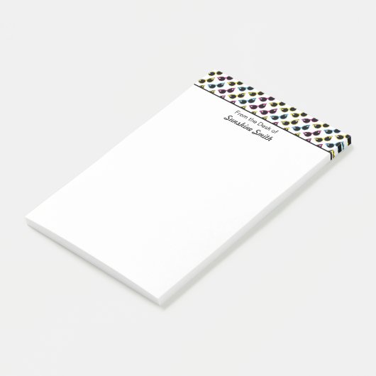 Retro Cat Sunbril Pattern - Gepersonaliseerd Post-it® Notes (Schuin)