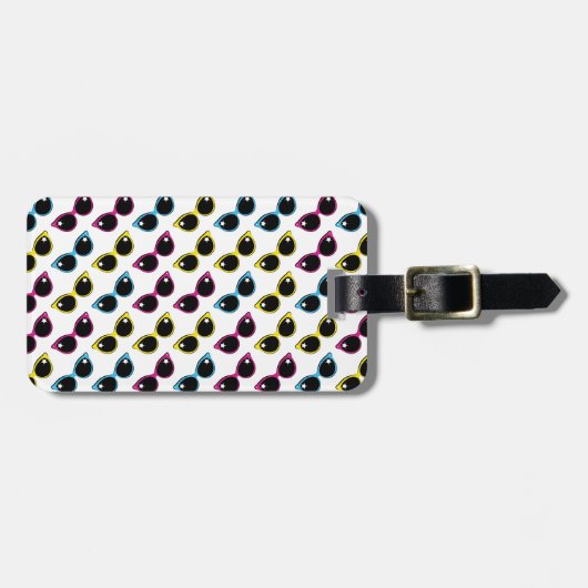 Retro Cat Sunglazen Patroon Bagagelabel (Voorkant horizontaal)