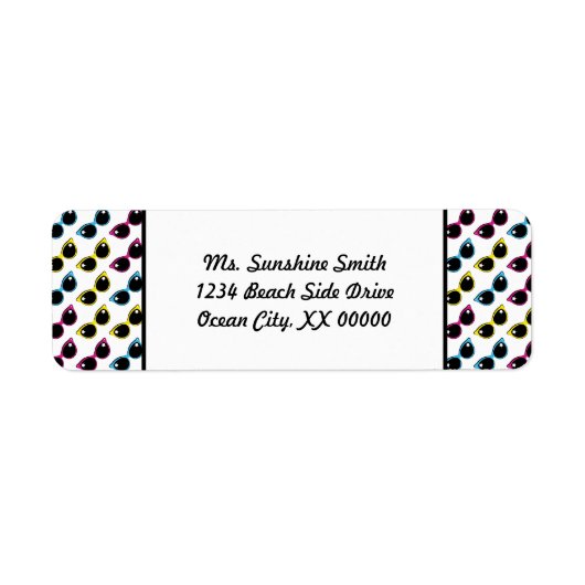 Retro Cat Sunglazen Patroon Etiket (Voorkant)