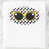 Retro Cat Sunglazen Patroon met Geel Ovale Sticker (Tas)