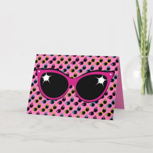 Retro Cat Sunglazen Patroon met Roze Kaart