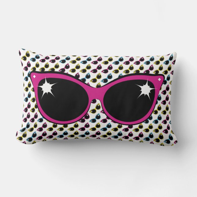 Retro Cat Sunglazen Patroon met Roze Kussen (Voorkant)