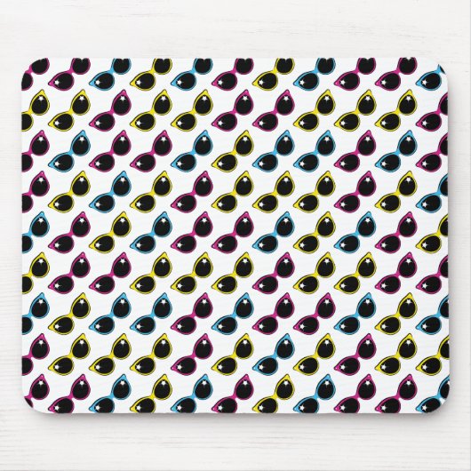 Retro Cat Sunglazen Patroon Muismat (Voorkant)