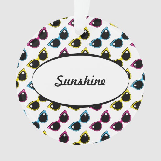 Retro Cat Sunglazen Patroon Ornament (voorkant)