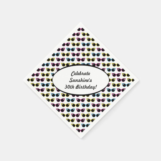 Retro Cat Sunglazen Patroon Servetten (Hoek)