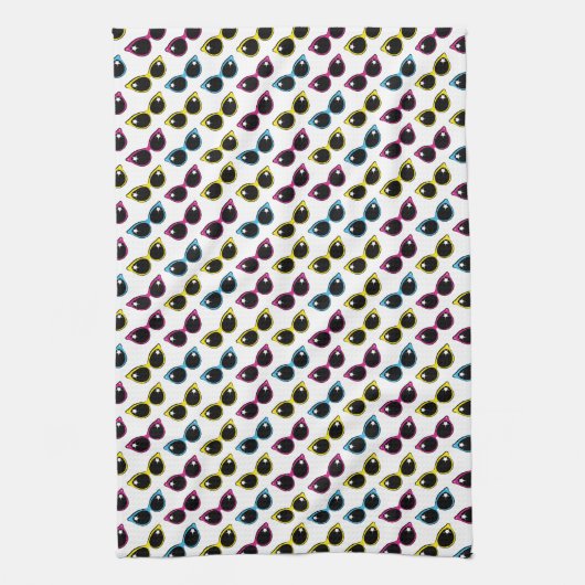 Retro Cat Sunglazen Patroon Theedoek (Verticaal)