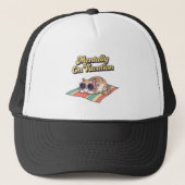 Retro Cat Vacation Mode Trucker Hat Trucker Pet (Voorkant)