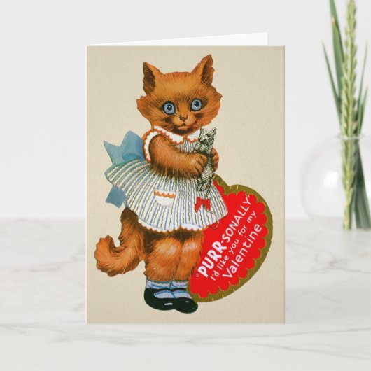 Retro Cat Valentijnsdag Card Feestdagen Kaart (Voorkant)