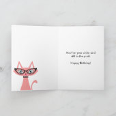 Retro Cat Verjaardag Wenskaart Kaart (Binnen)