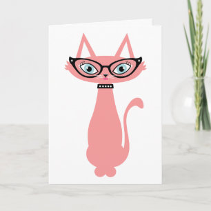 Retro Cat Verjaardag Wenskaart Kaart