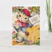 Retro Cat verjaardagsfeestje uitnodiging (Voorkant)