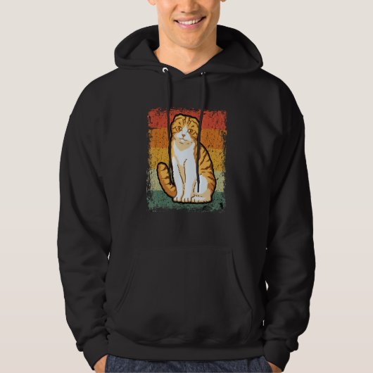 Retro Cat  Vintage Scottish Fold Cat Hoodie (Voorkant)