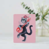 Retro Cat Waterverf Illustratie Vakantie Kaart (Staand voorkant)