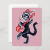 Retro Cat Waterverf Illustratie Vakantie Kaart (Voorkant / Achterkant)