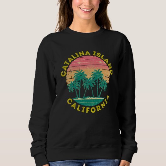 Retro Catalina Island Vacation Souvenir Palm Tree Trui (Voorkant)