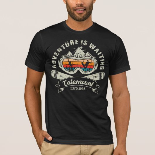 Retro Catamount Ski Avontuur wacht T-shirt (Voorkant)