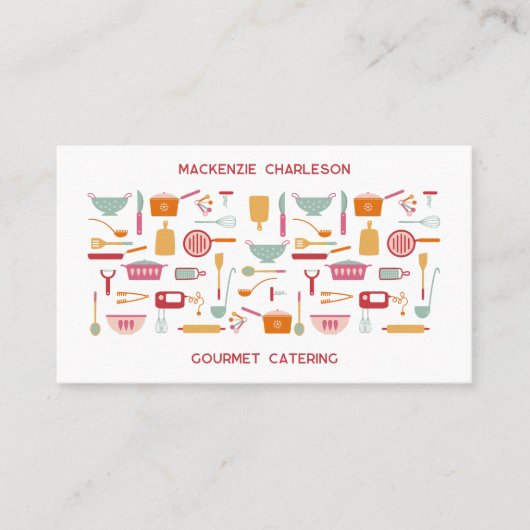 Retro Catering Bakkerij QR code Visitekaartje (Voorkant)