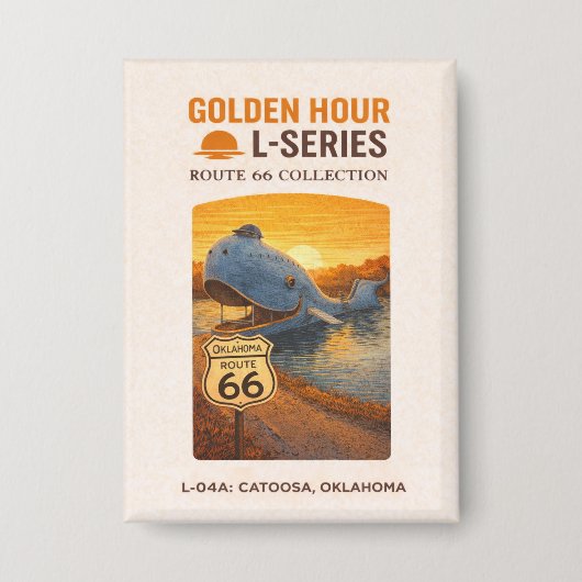 Retro Catoosa Oklahoma Route 66 Landmark Kunst Button (Voorkant)