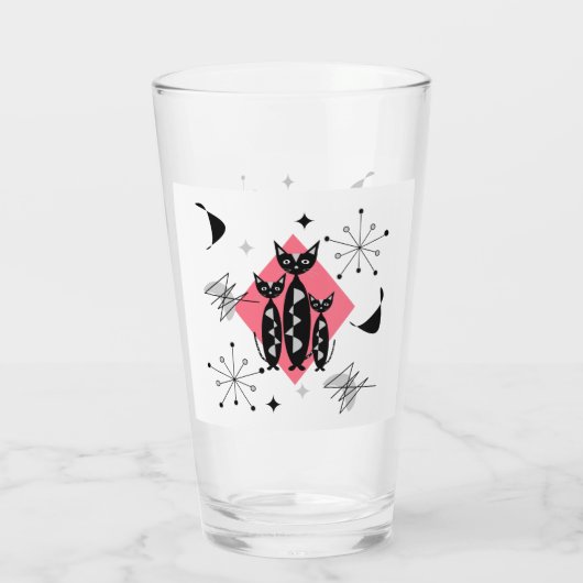 Retro Cats Atomic Starburst Moderne Middeleeuw Glas (Achterkant)