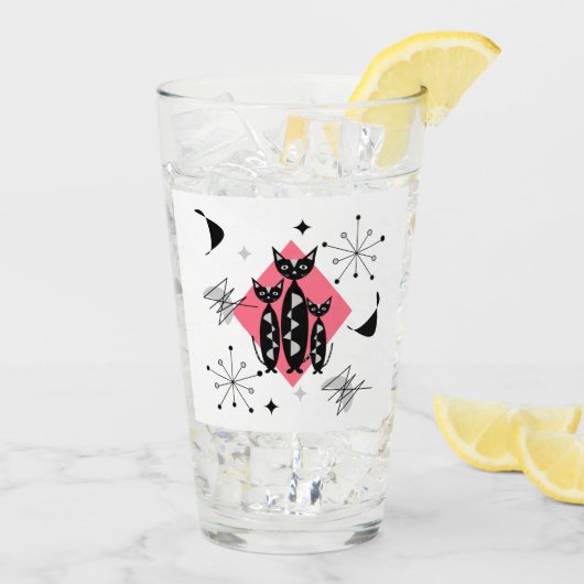 Retro Cats Atomic Starburst Moderne Middeleeuw Glas (Achterkant ijs)
